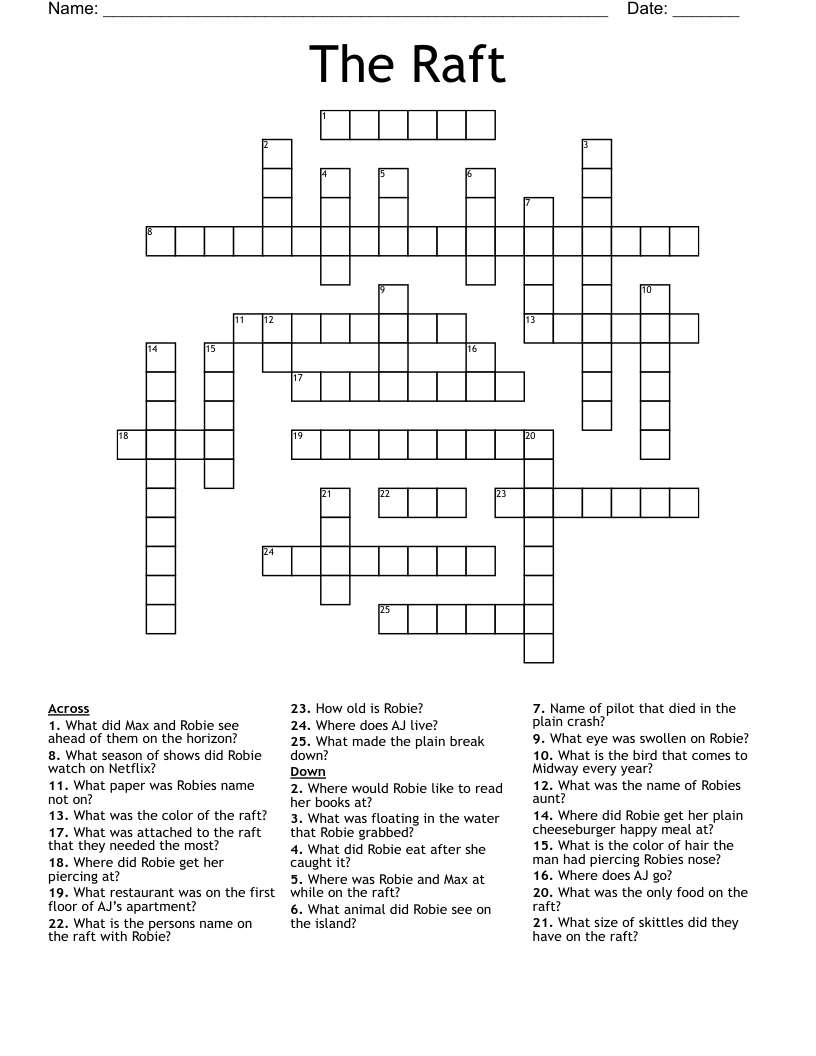 The Raft Crossword
