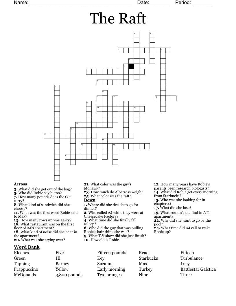 The Raft Crossword