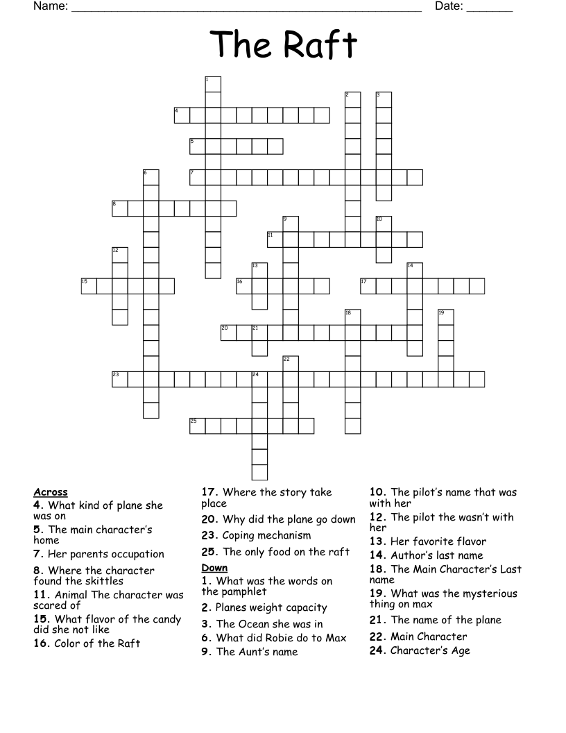 The Raft Crossword