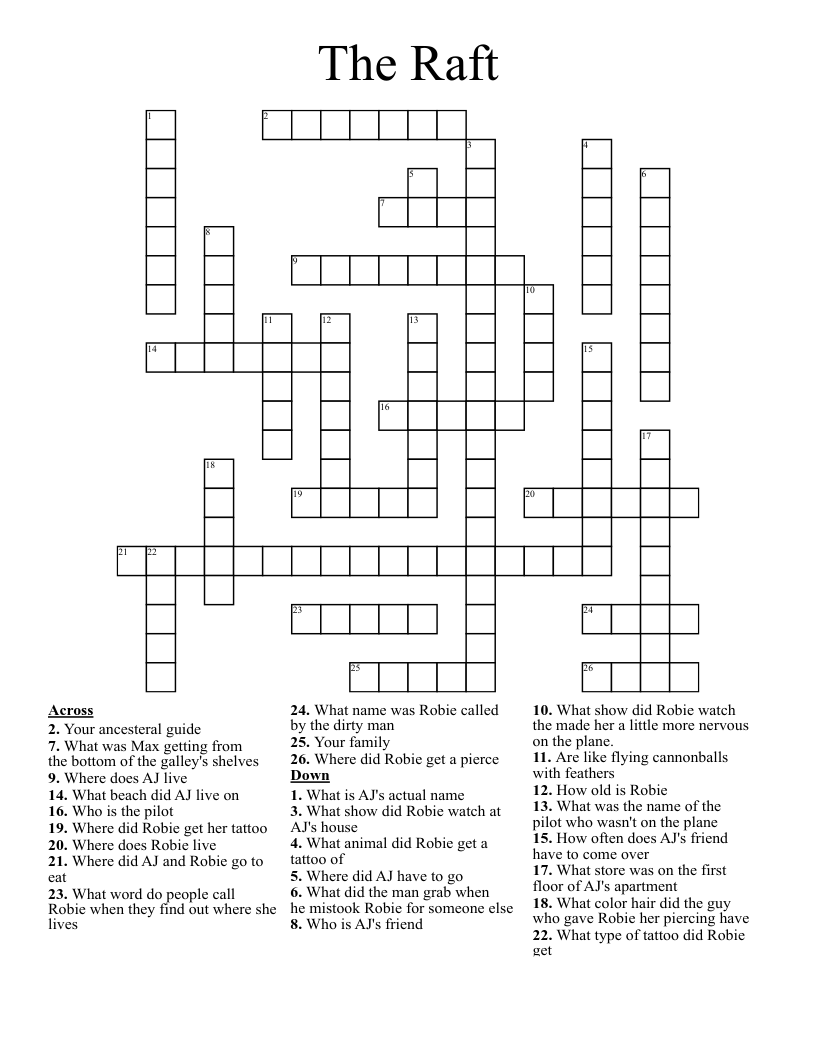 The Raft Crossword