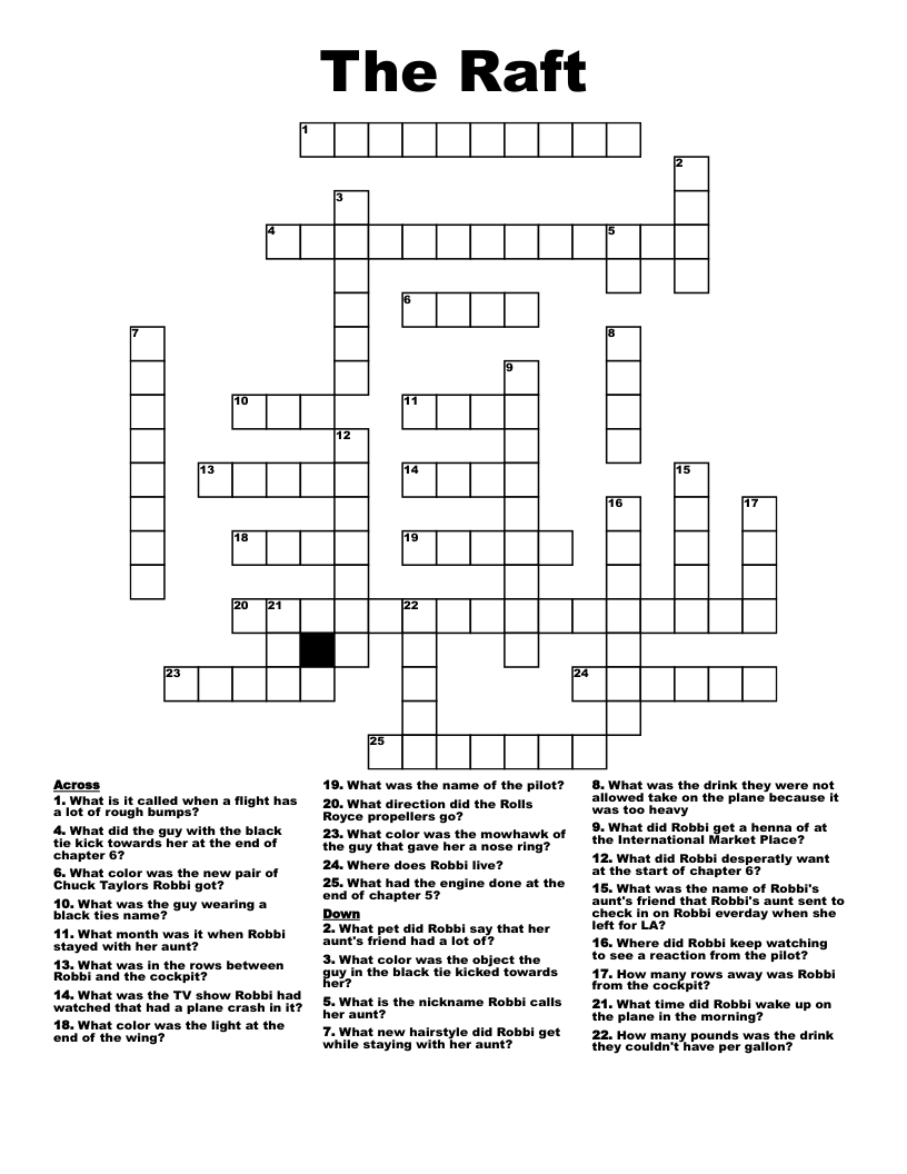 The Raft Crossword