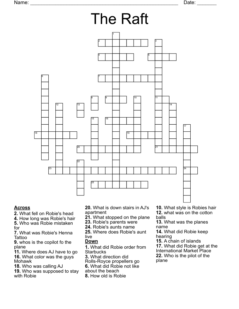 The Raft Crossword