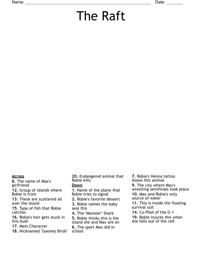 The Raft Crossword