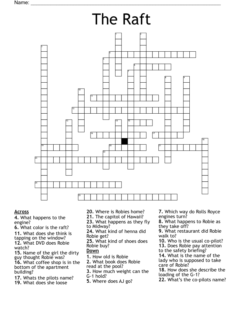 The Raft Crossword