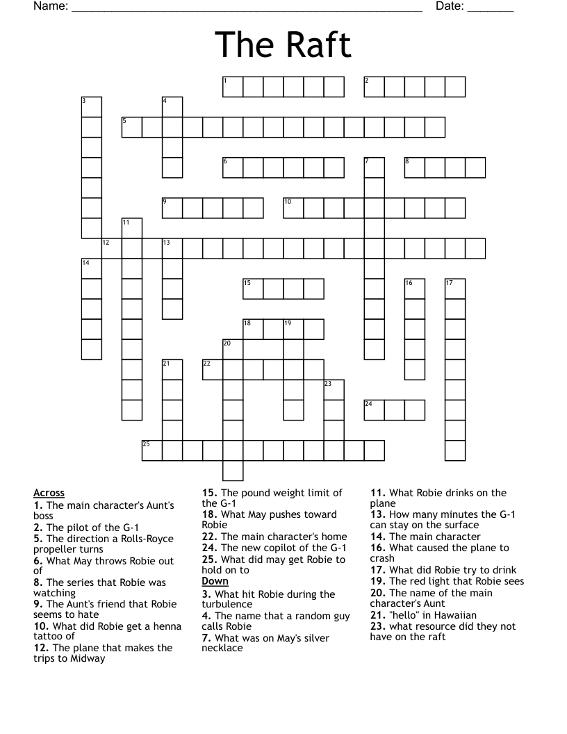 The Raft Crossword