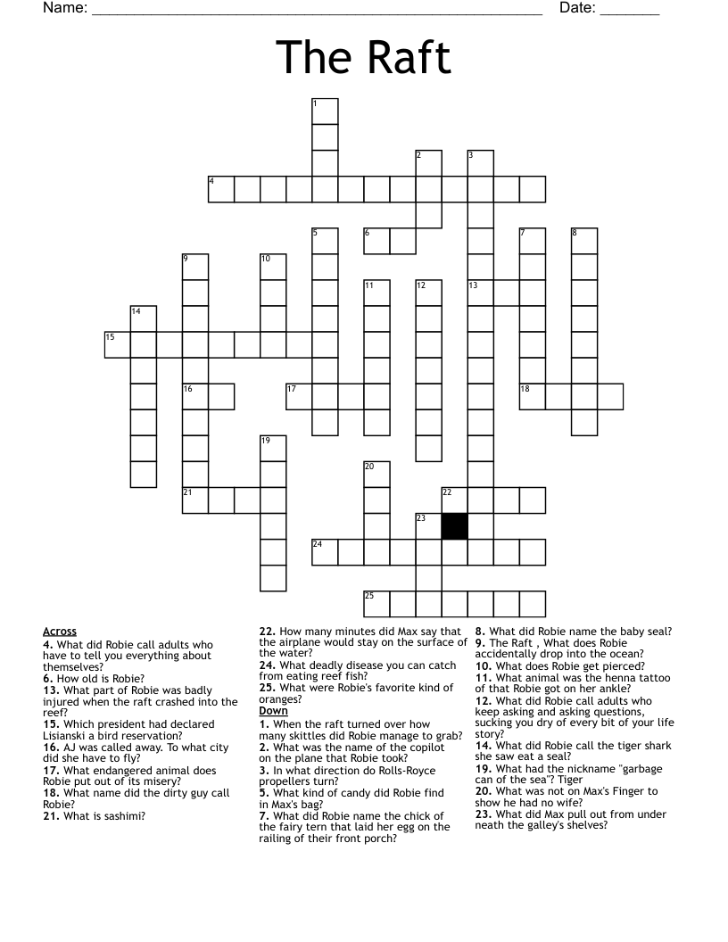 The Raft Crossword