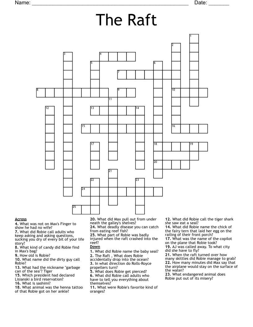 The Raft Crossword