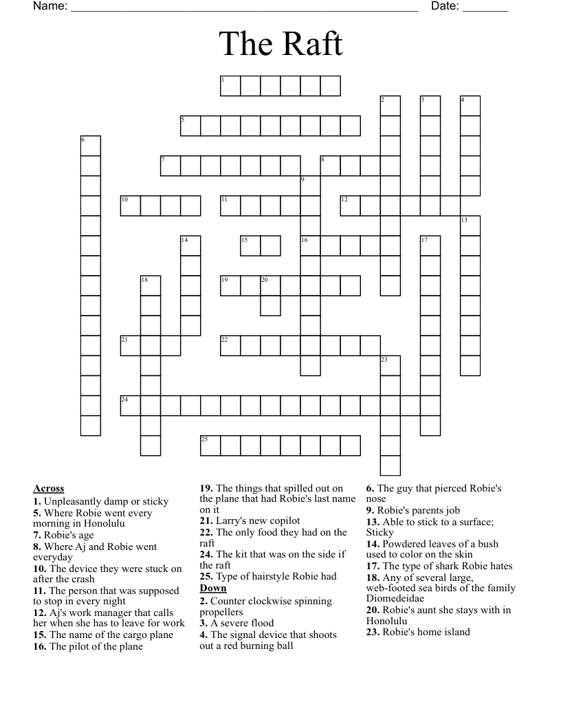The Raft Crossword