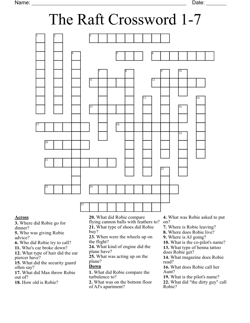 The Raft Crossword 1-7