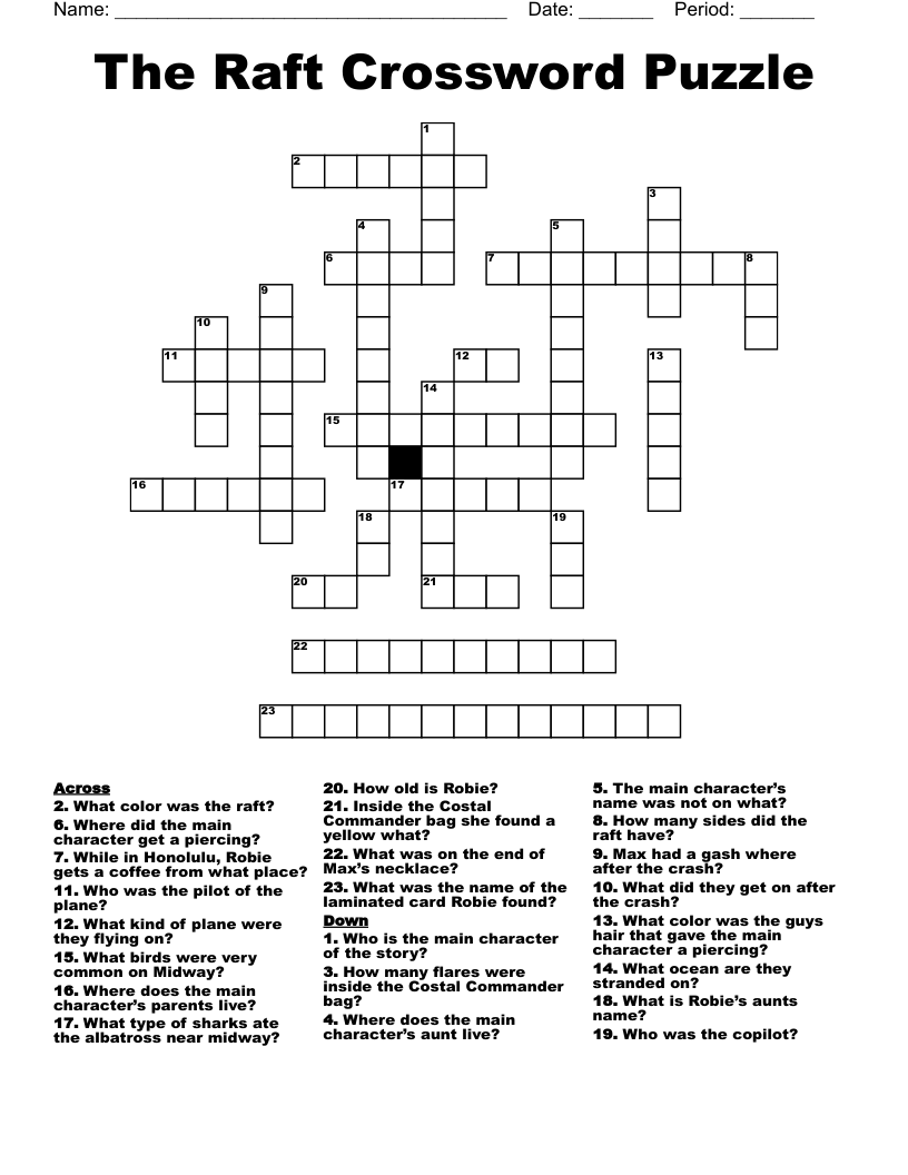 The Raft Crossword Puzzle