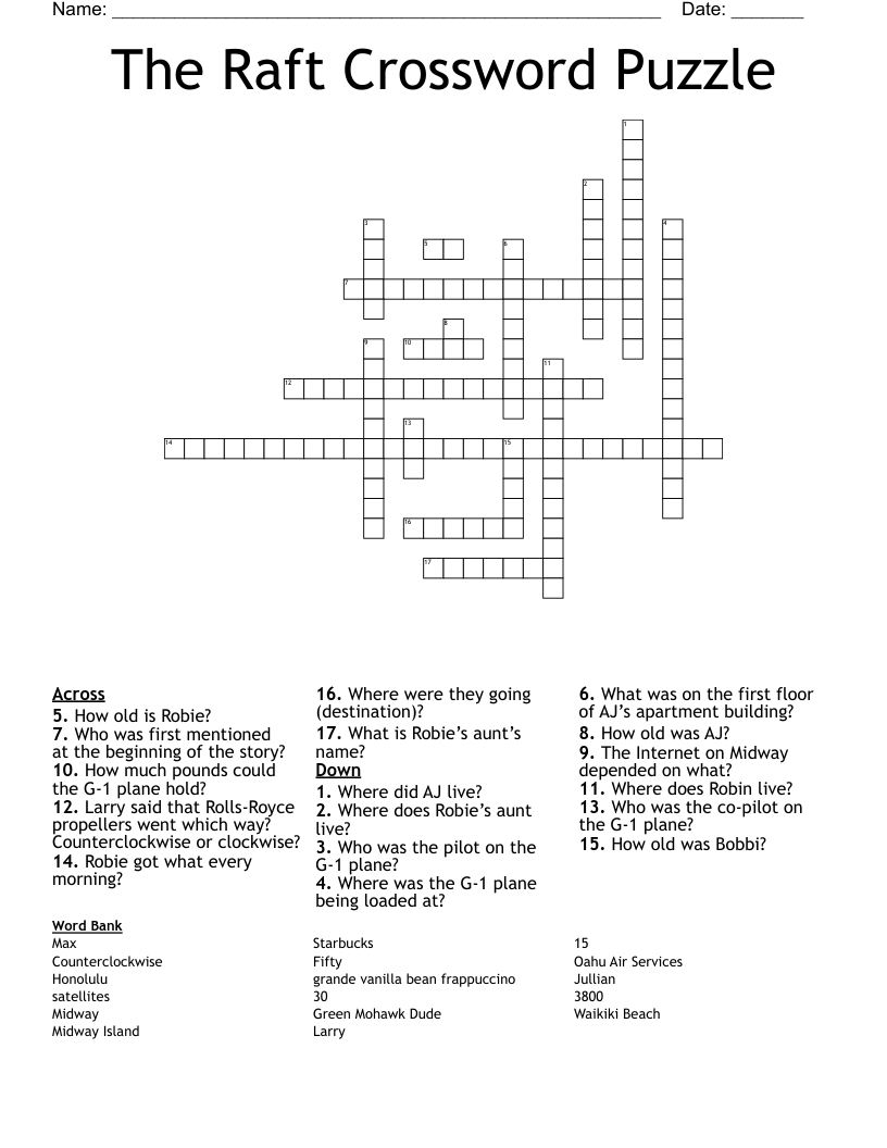 The Raft Crossword Puzzle