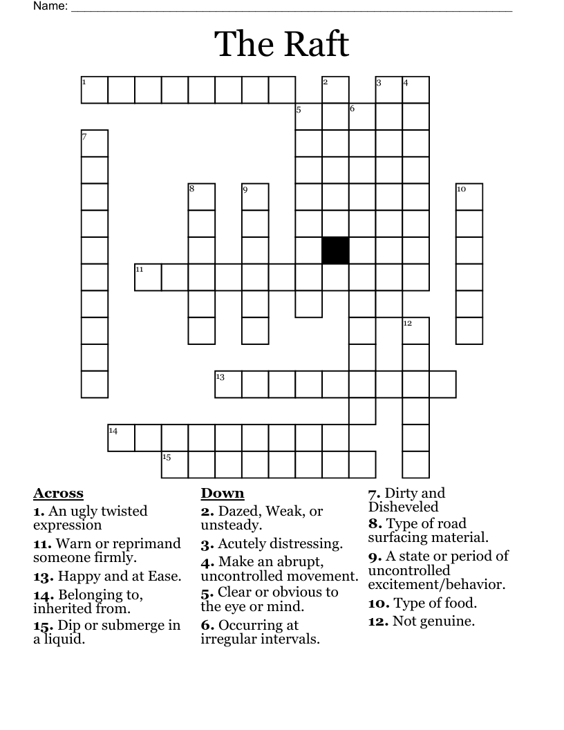 The Raft  Crossword