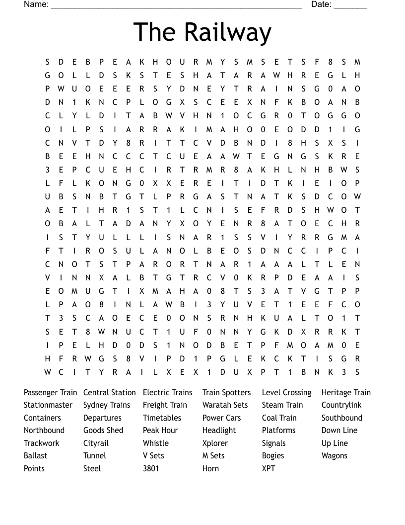 The Railway  Word Search