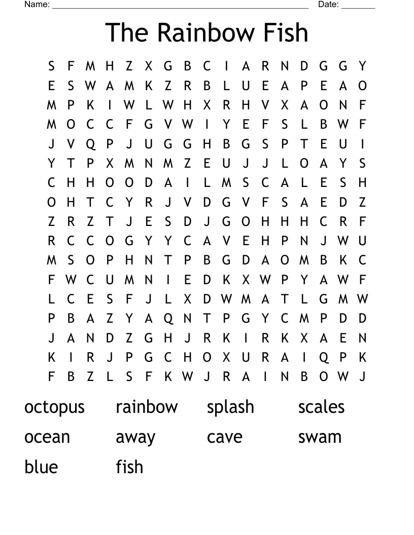 The Rainbow Fish Word Search