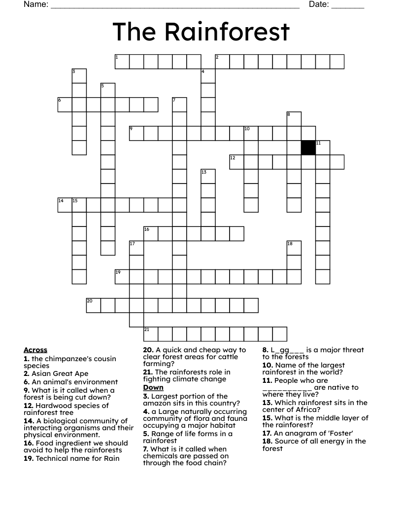 The Rainforest Crossword