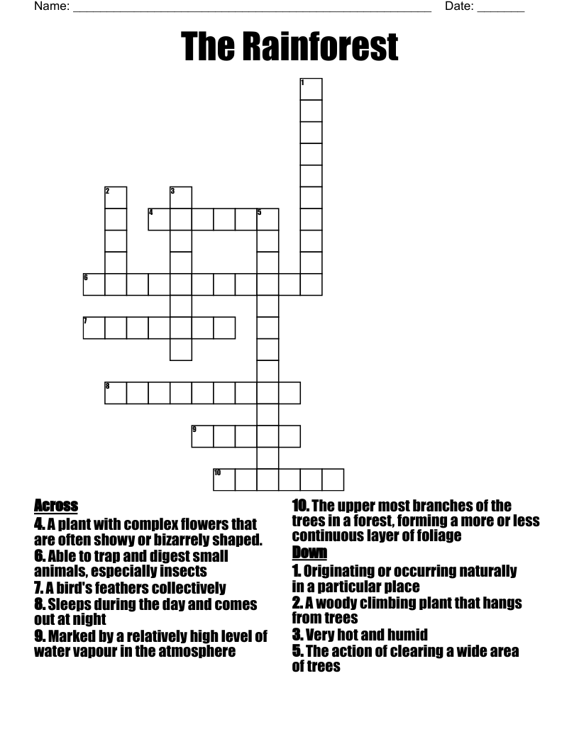 The Rainforest Crossword