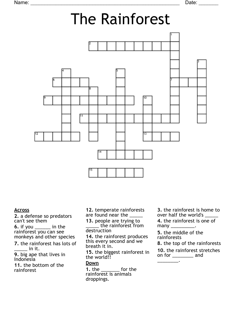 The Rainforest Crossword
