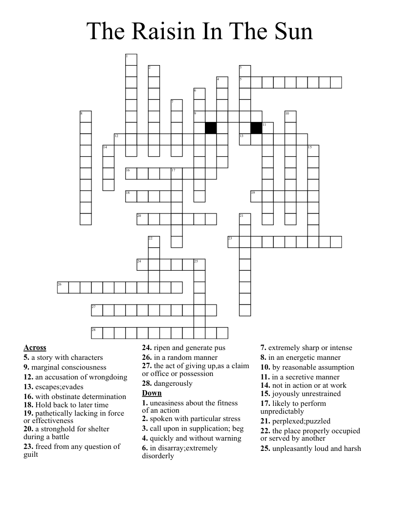The Raisin In The Sun Crossword