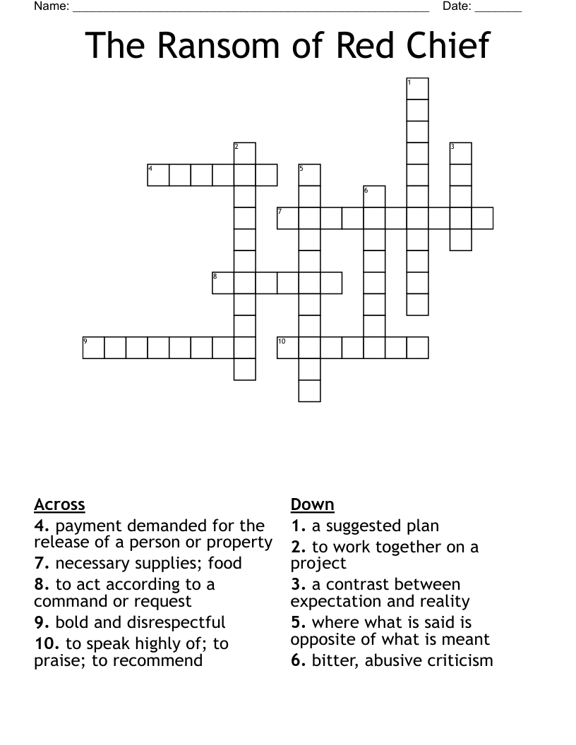The Ransom of Red Chief Crossword