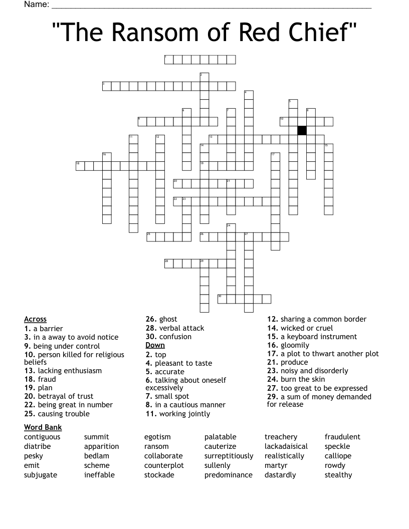 "The Ransom of Red Chief" Crossword