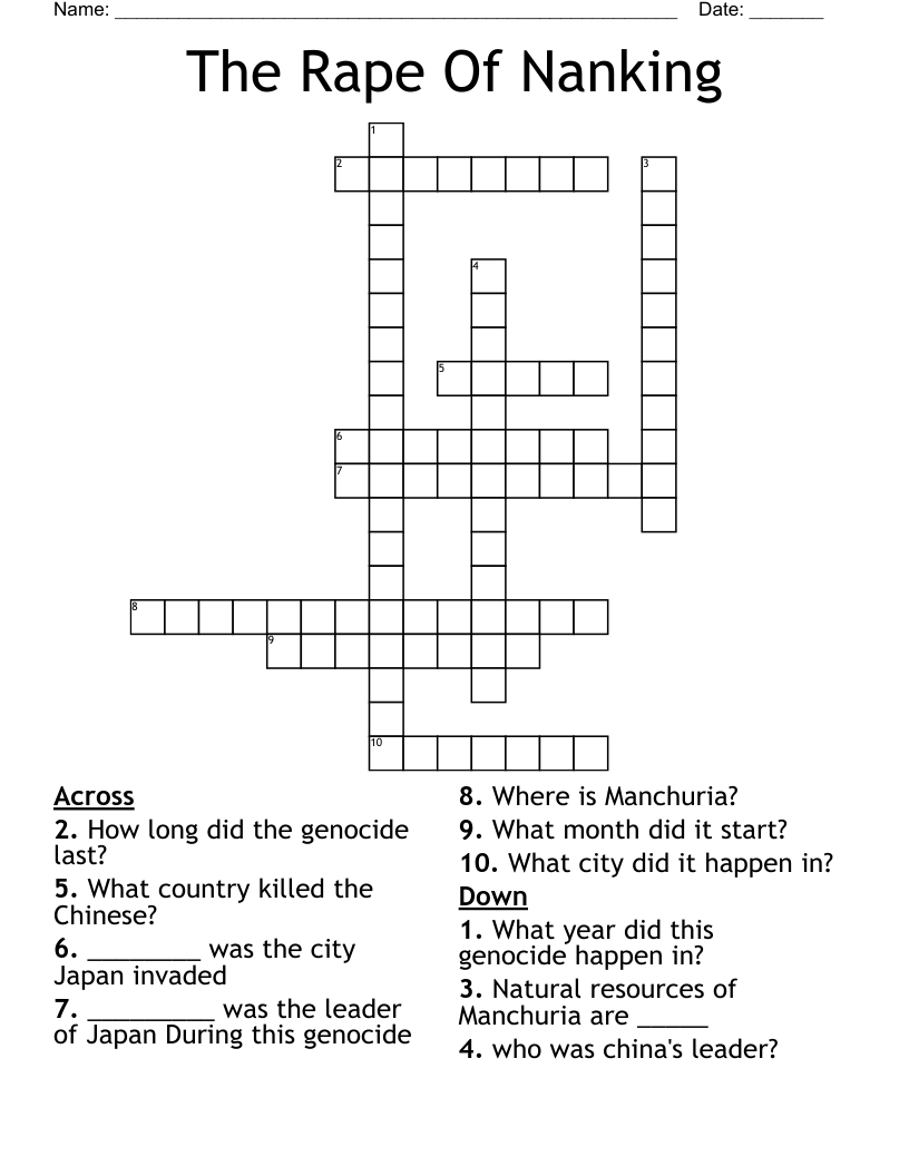 The Rape Of Nanking Crossword