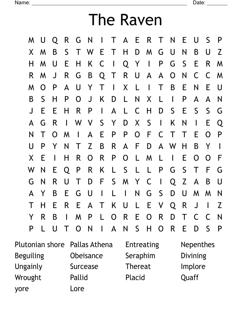 The Raven Word Search