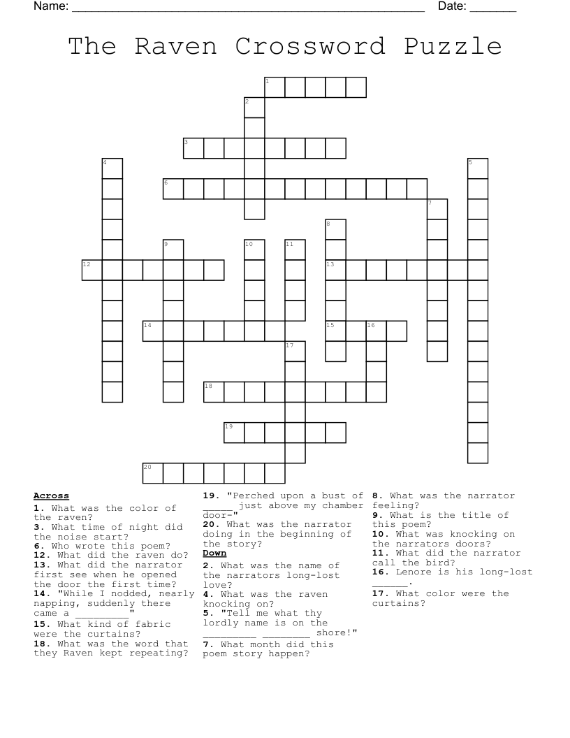 The Raven Crossword Puzzle 