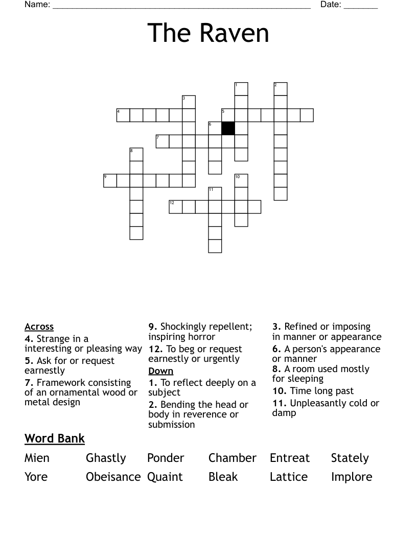 The Raven  Crossword