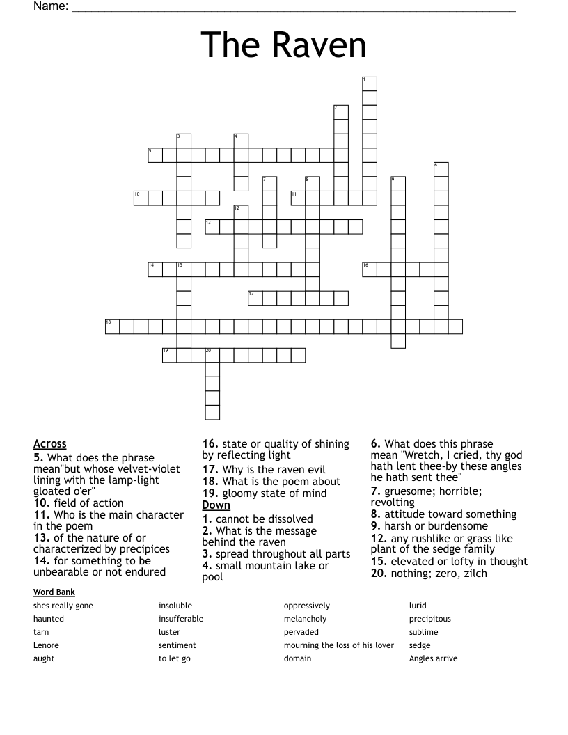 The Raven  Crossword