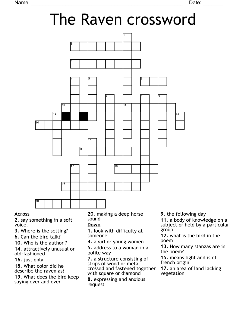 The Raven crossword