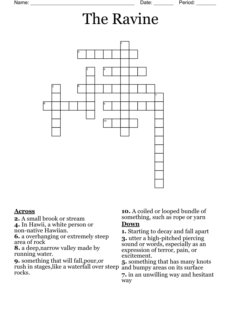 The Ravine Crossword