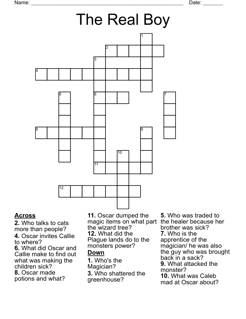 The Real Boy Crossword