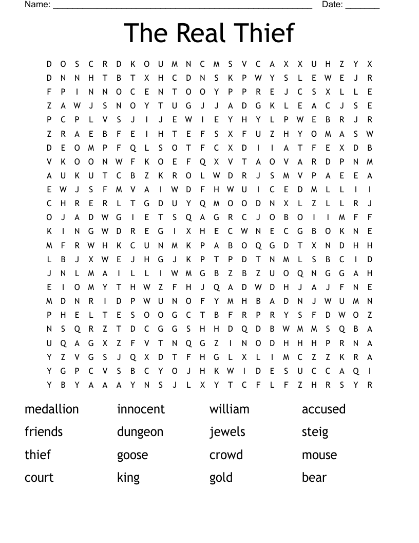 The Real Thief Word Search