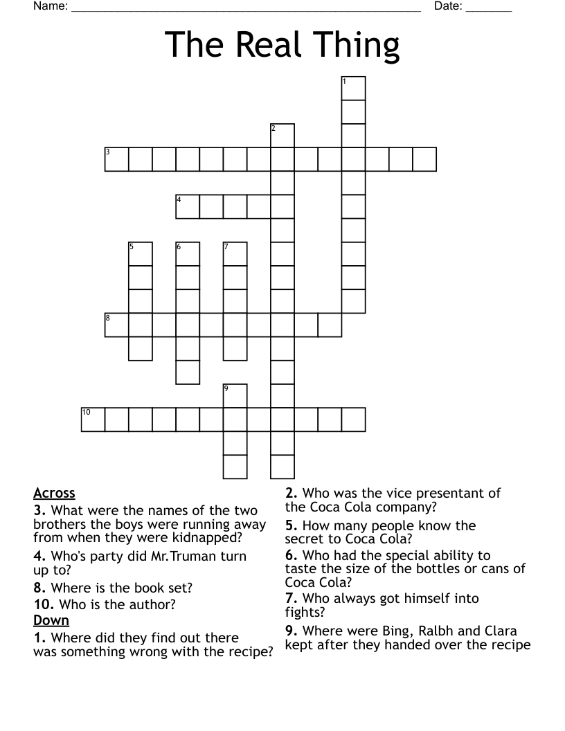 The Real Thing Crossword
