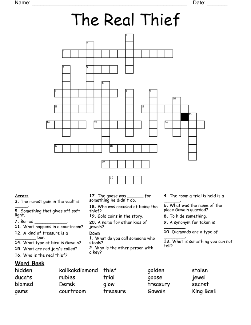 The Real  Thief Crossword