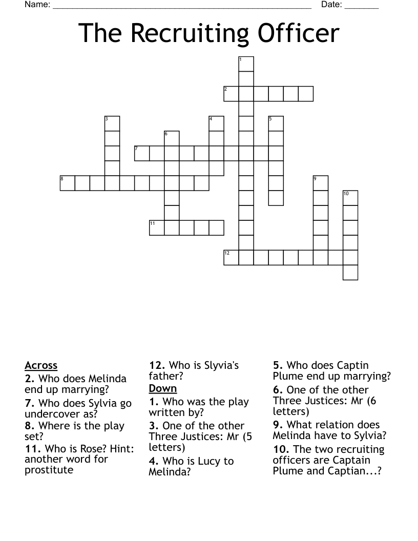 The Recruiting Officer Crossword