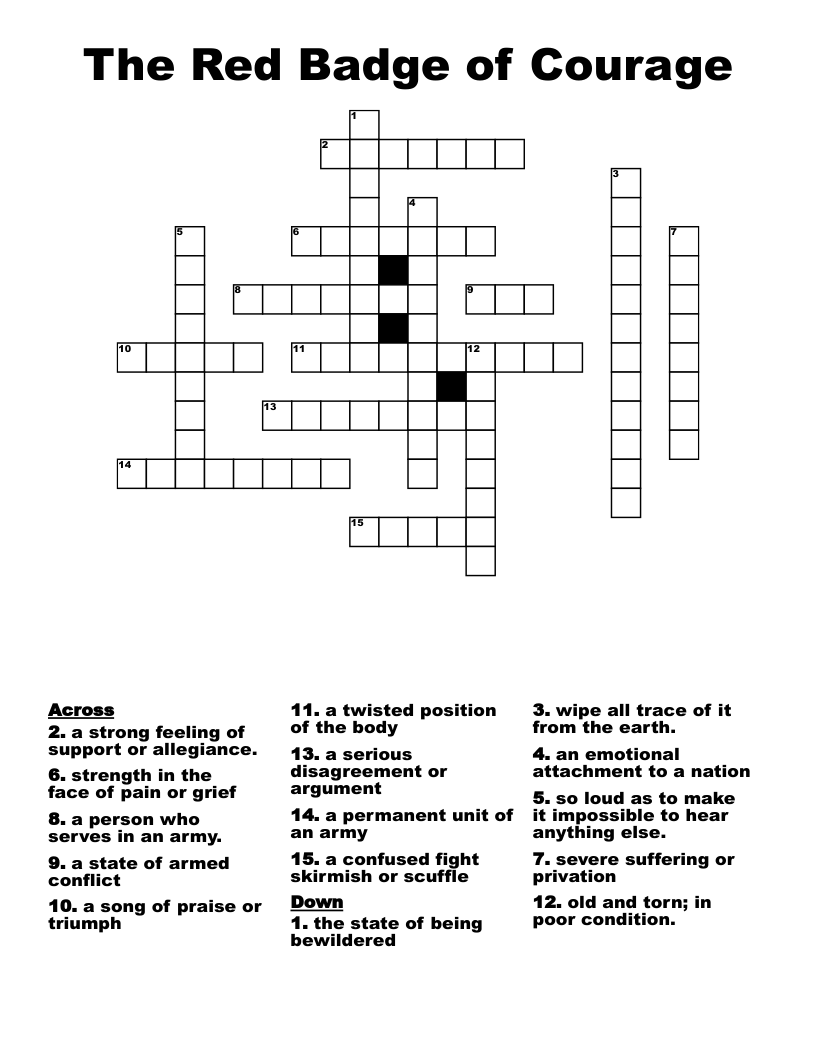 The Red Badge of Courage Crossword