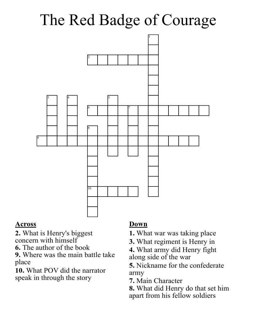 The Red Badge of Courage Crossword