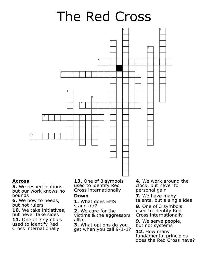 The Red Cross Crossword