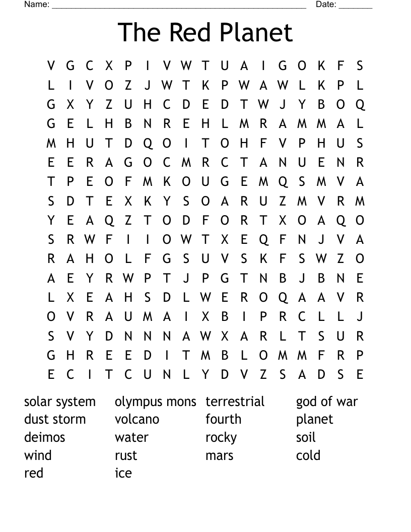The Red Planet Word Search