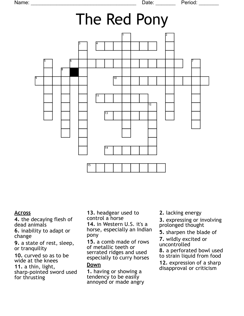 The Red Pony Crossword