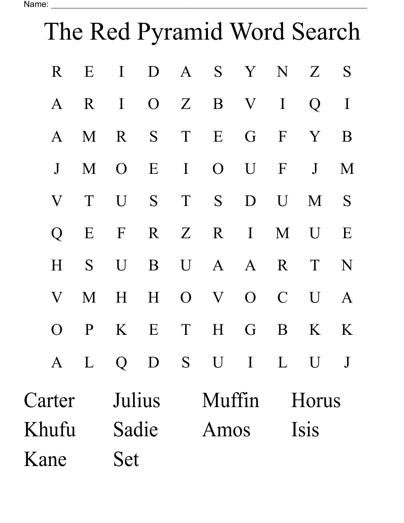 The Red Pyramid Word Search