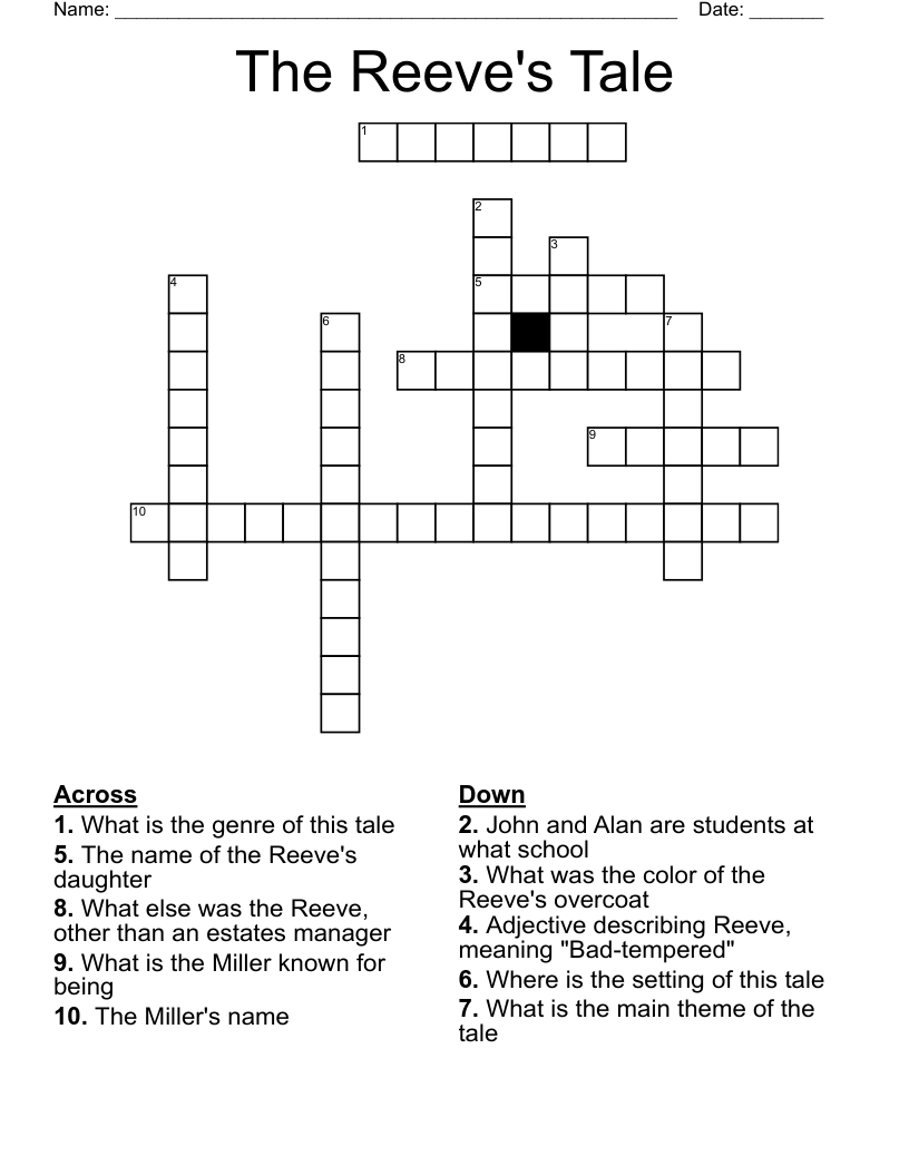 The Reeve's Tale Crossword