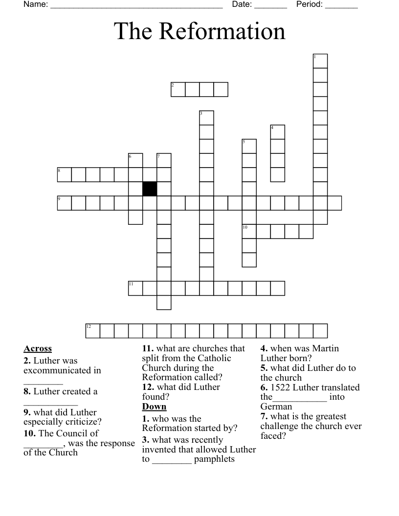 The Reformation Crossword