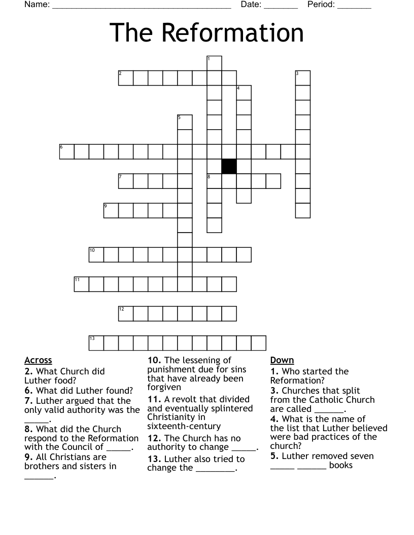 The Reformation Crossword