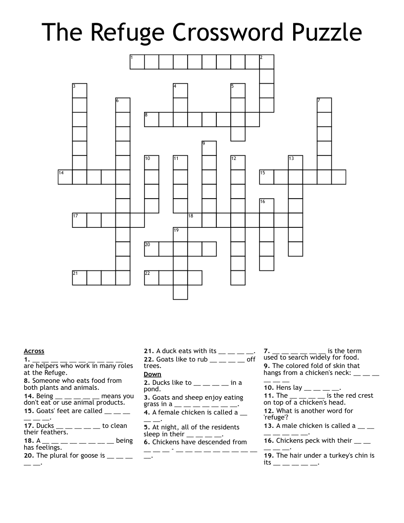 The Refuge Crossword Puzzle
