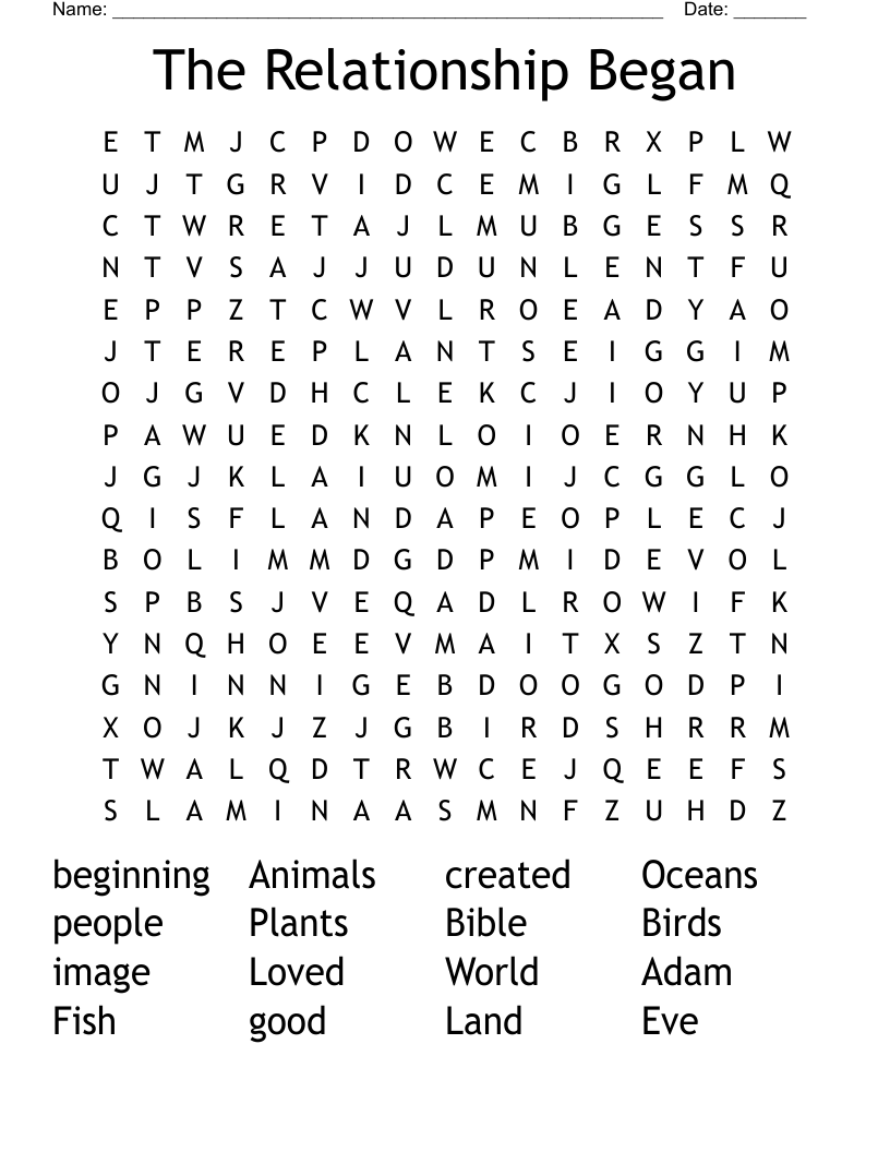 The Relationship Began Word Search