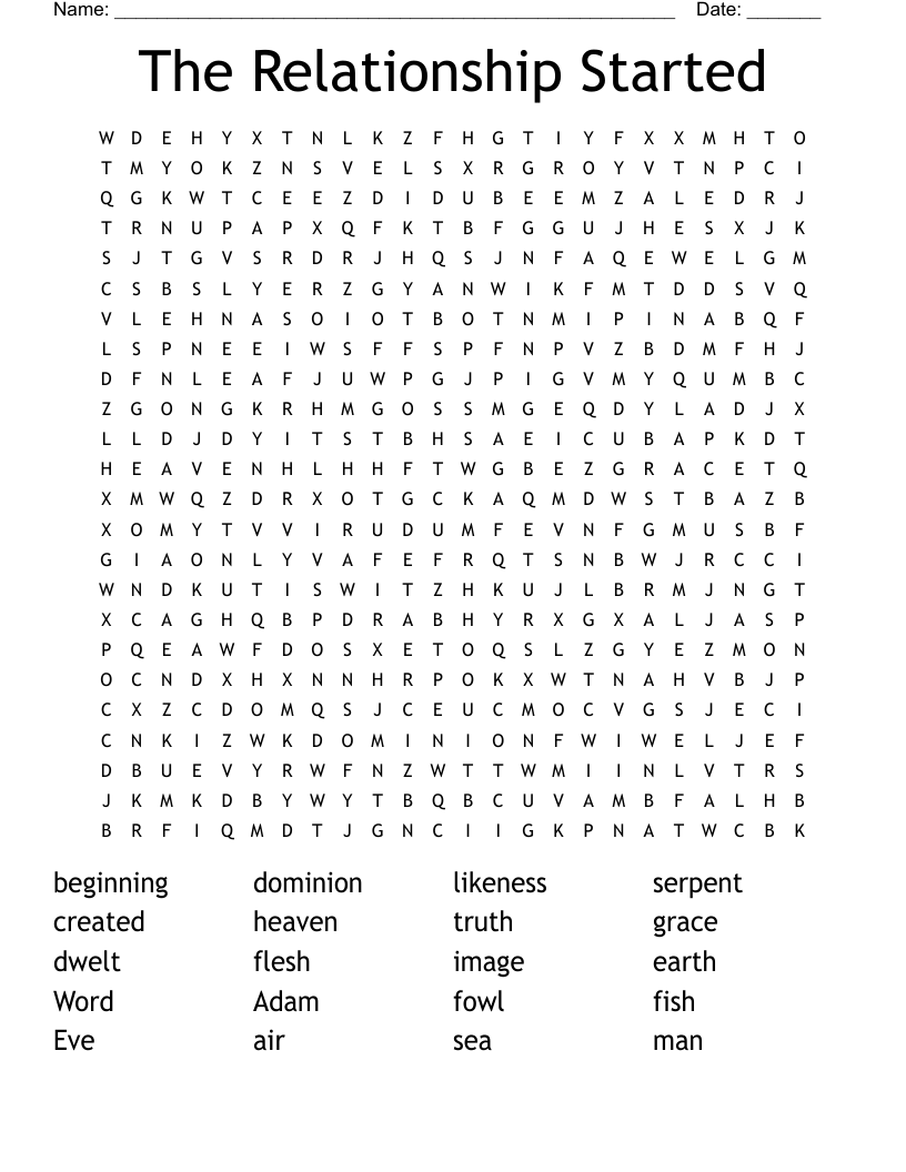 The Relationship Started Word Search