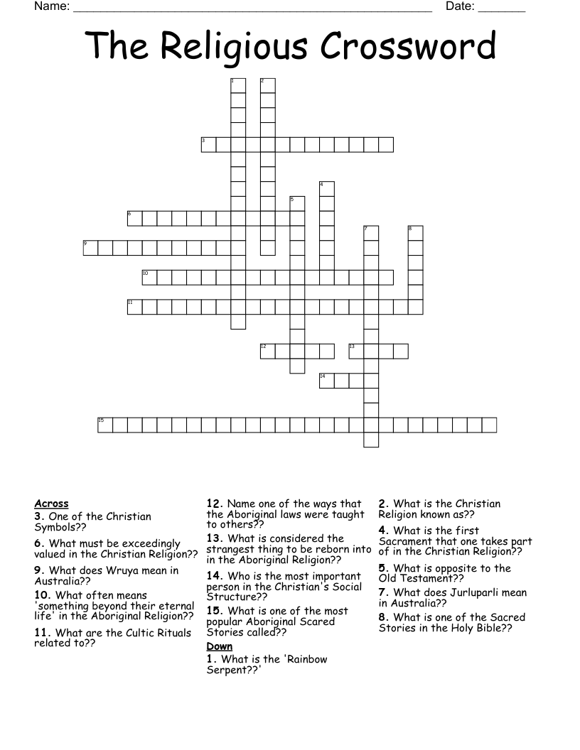 The Religious Crossword