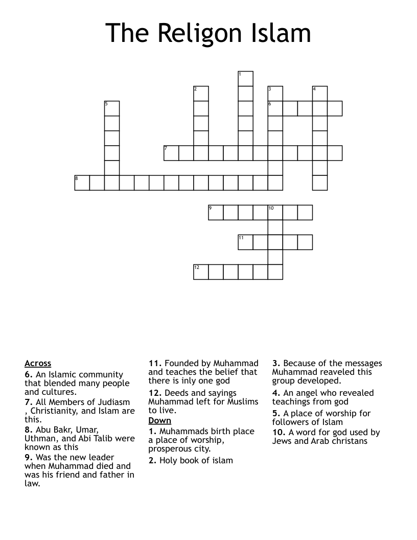The Religon Islam Crossword